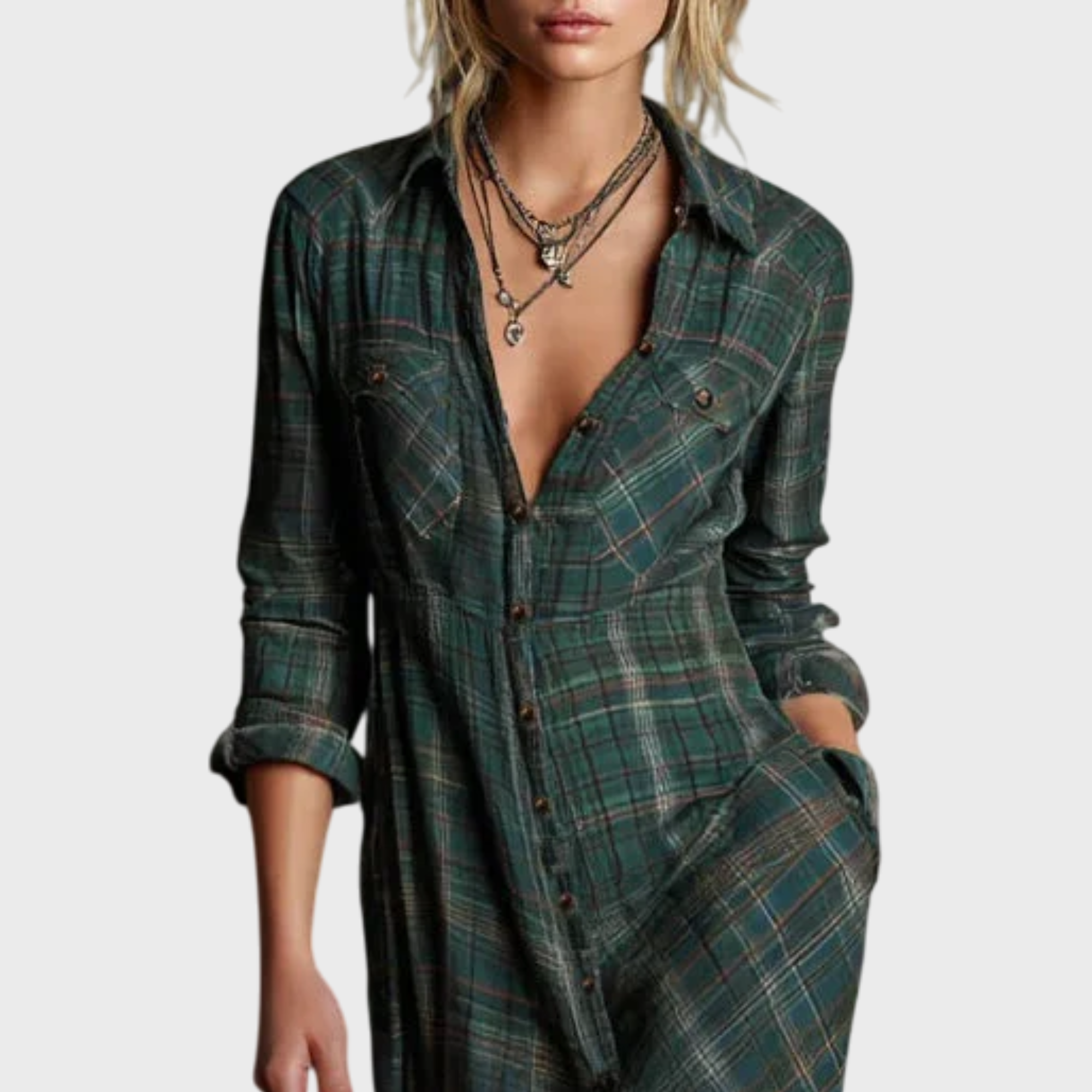 Elena | Plaid Maxi Shirt Dress