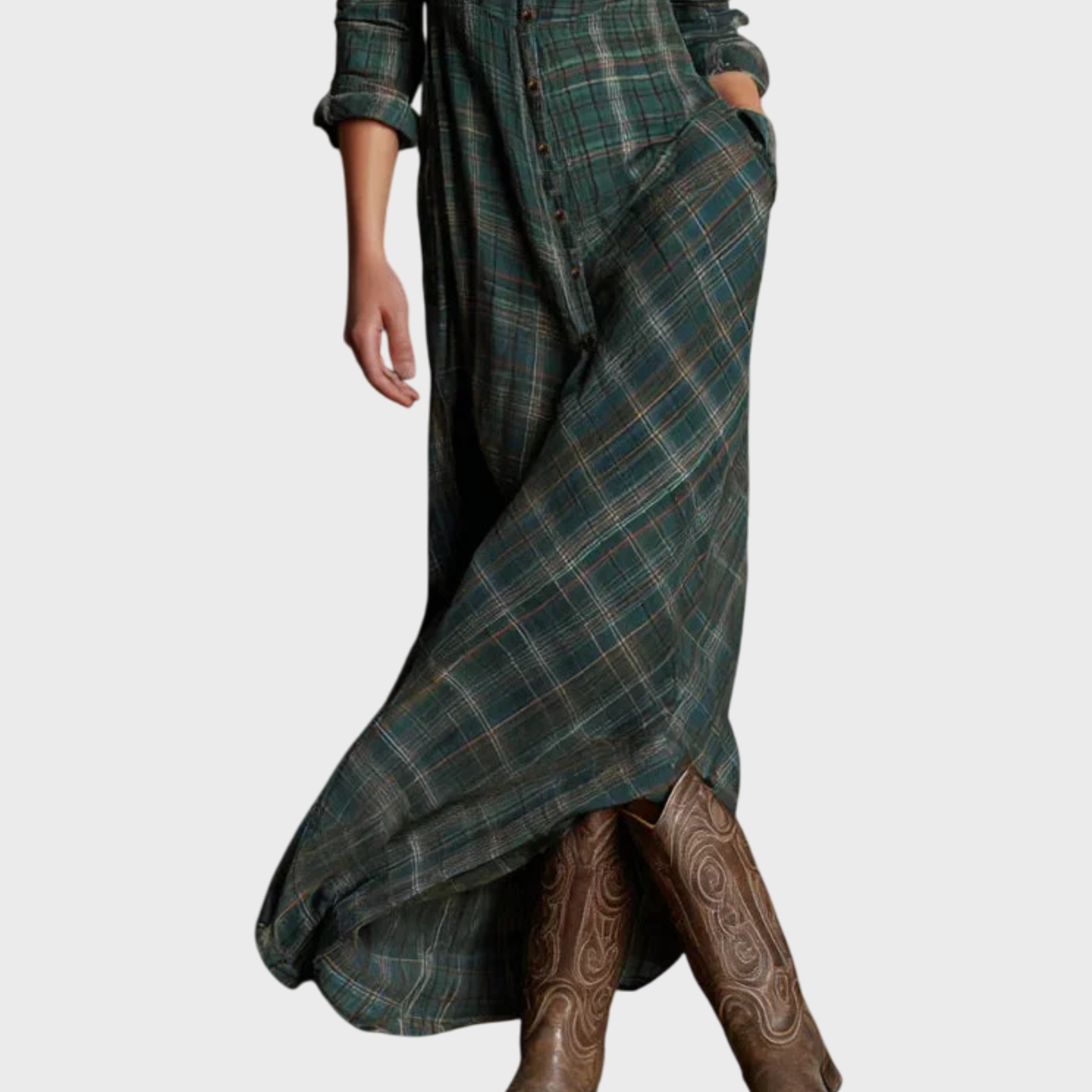 Elena | Plaid Maxi Shirt Dress