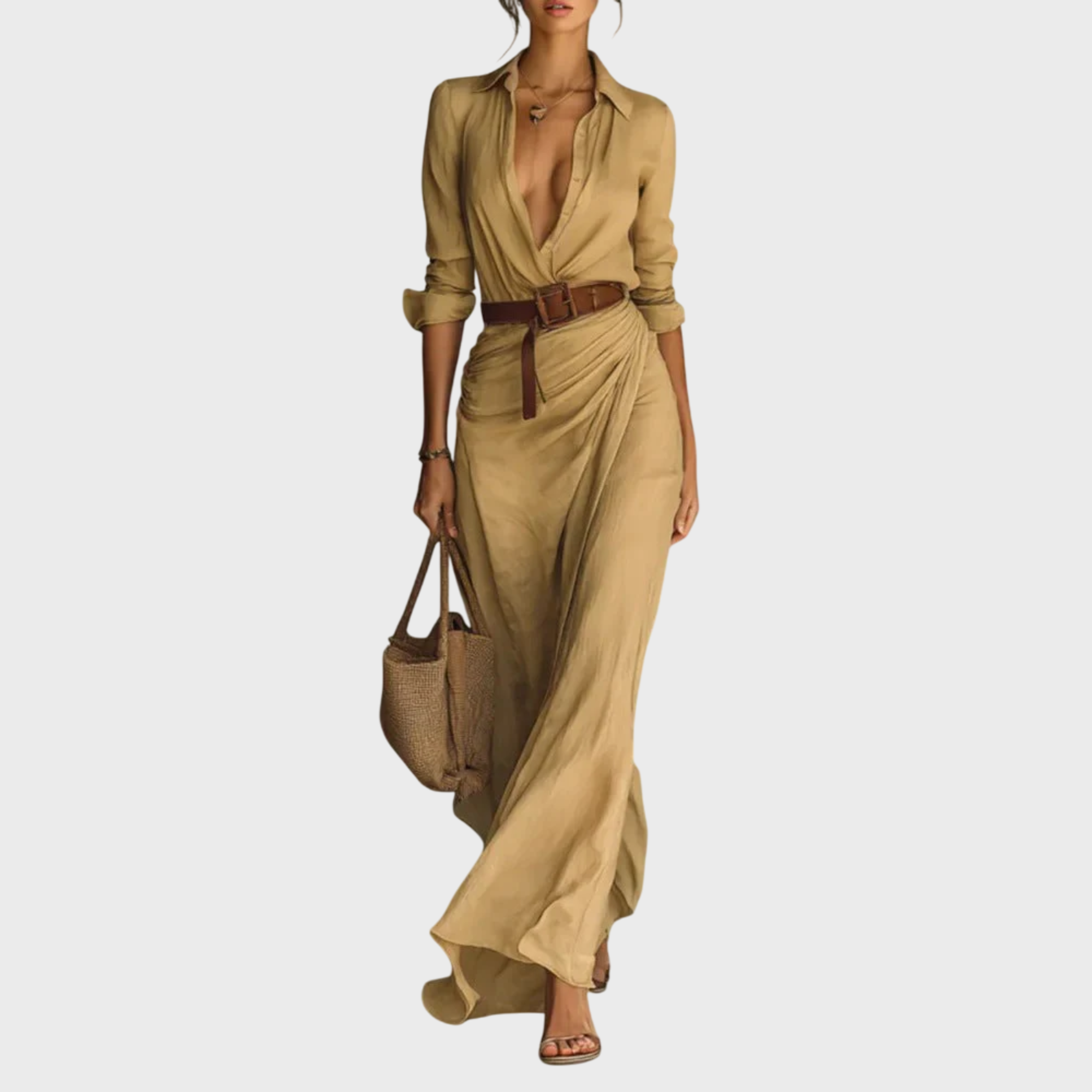 JULIA | Lapel-Wrap Maxi Dress