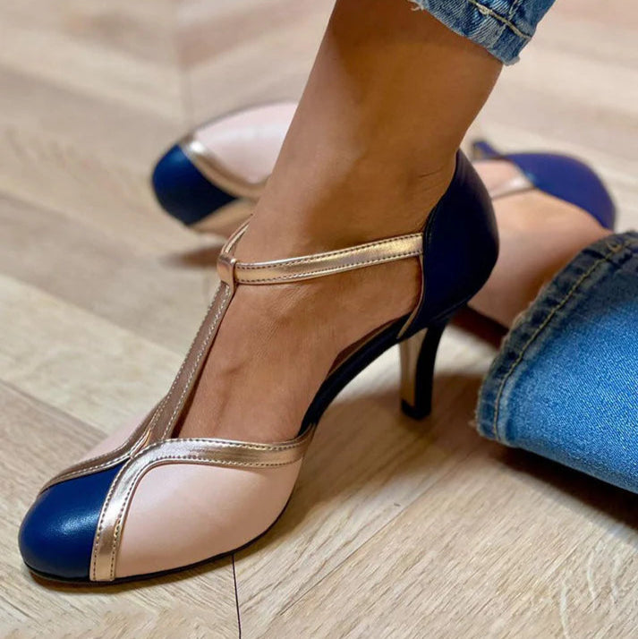 Alessia™ | Colourful Comfortable T-Strap Round Toe Pumps