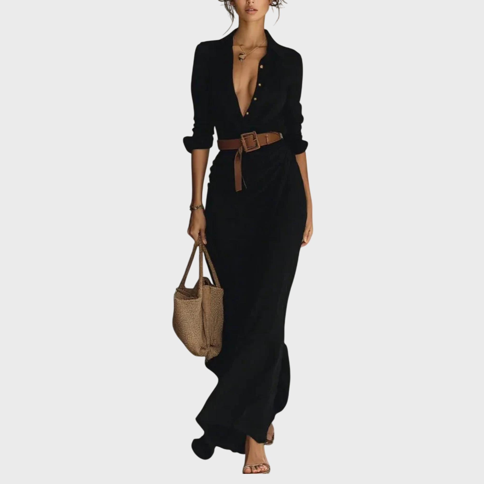 JULIA | Lapel-Wrap Maxi Dress
