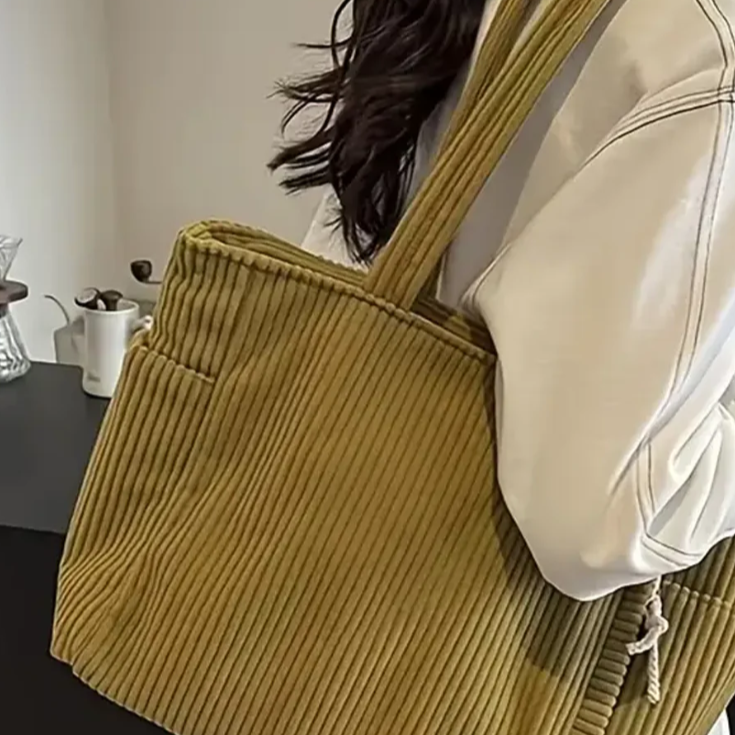 HELENA | Ribbed Tote Bag with Cord Detail