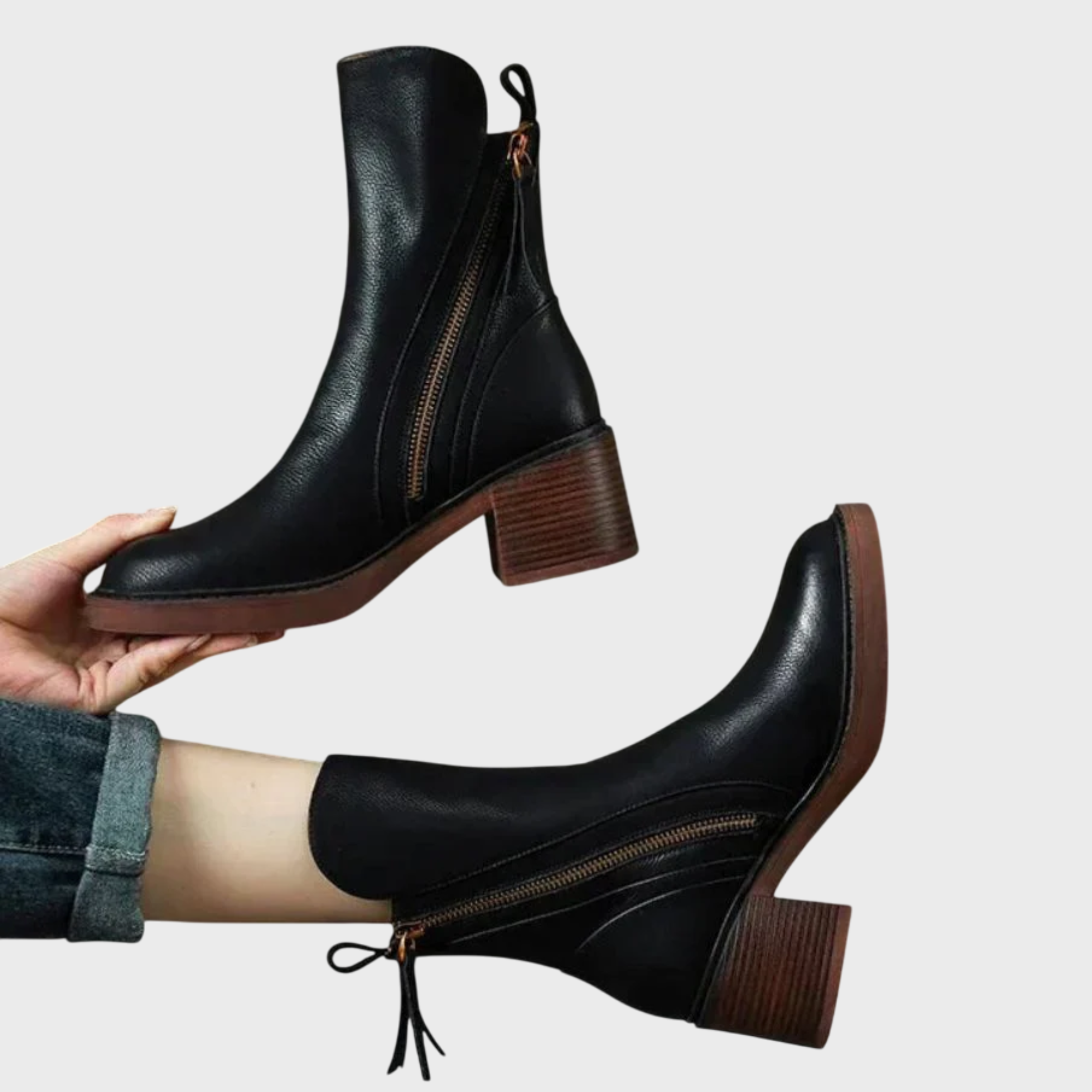 MAYA | Black leather ankle boots