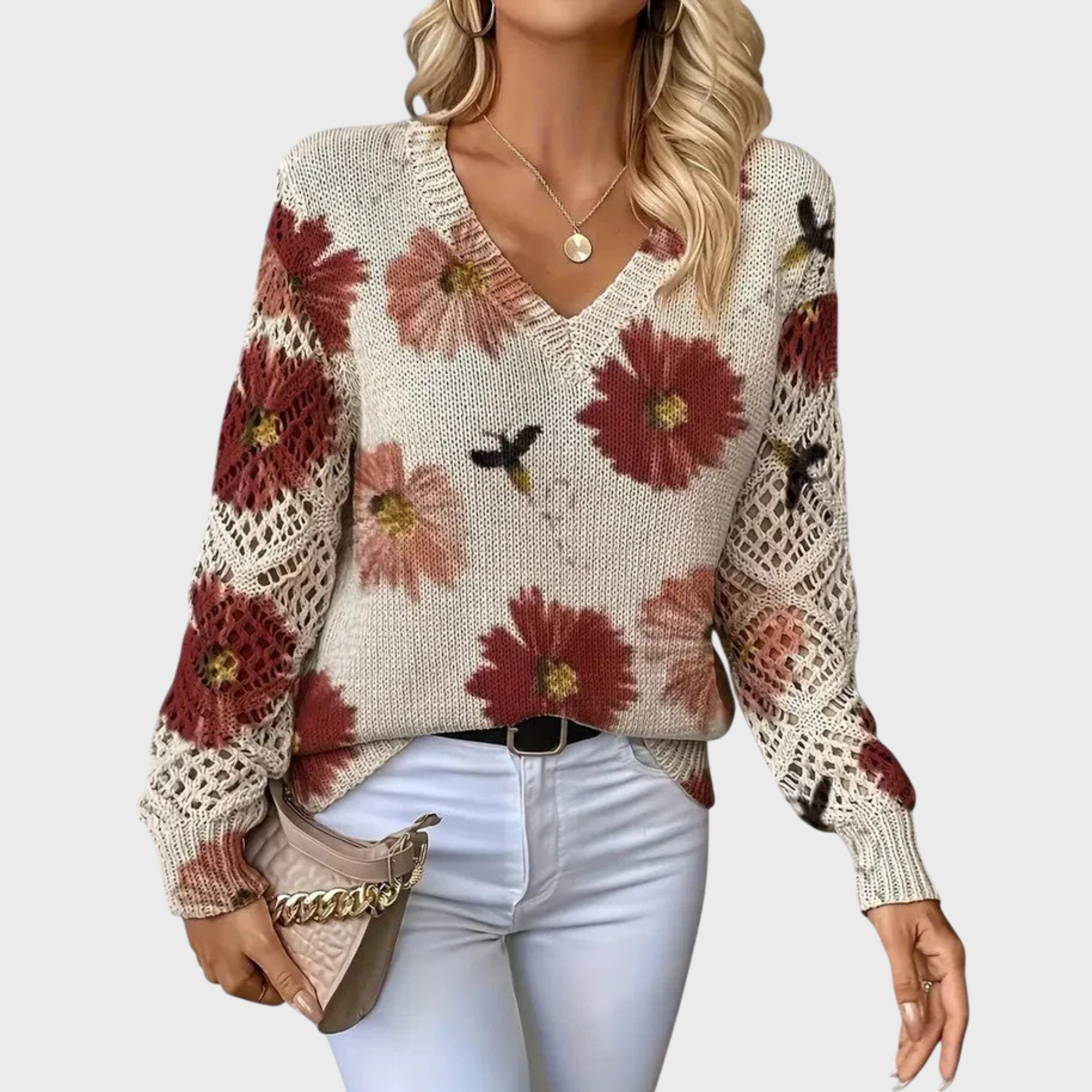 AURÉLIE | Elegant jumper with floral pattern