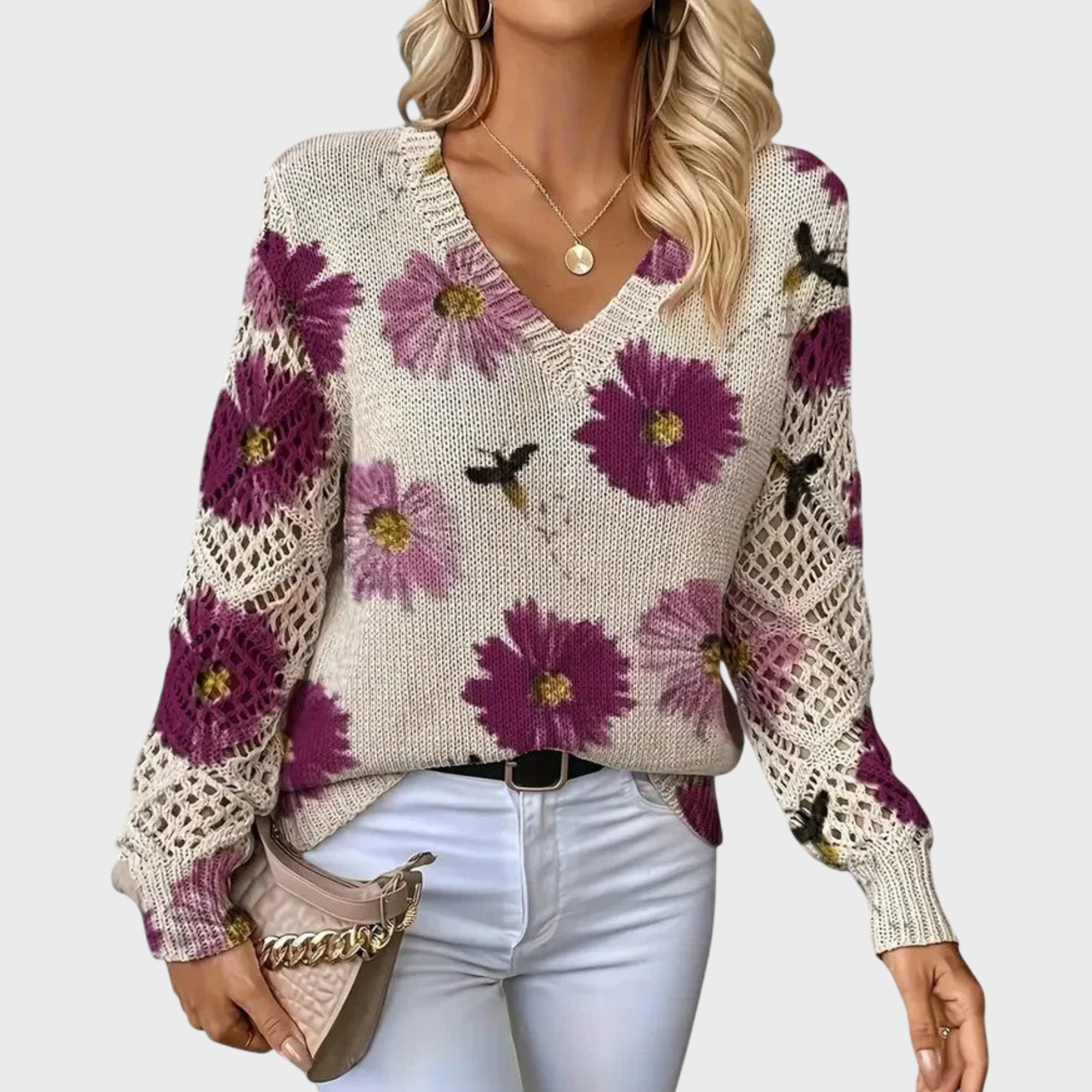 AURÉLIE | Elegant jumper with floral pattern