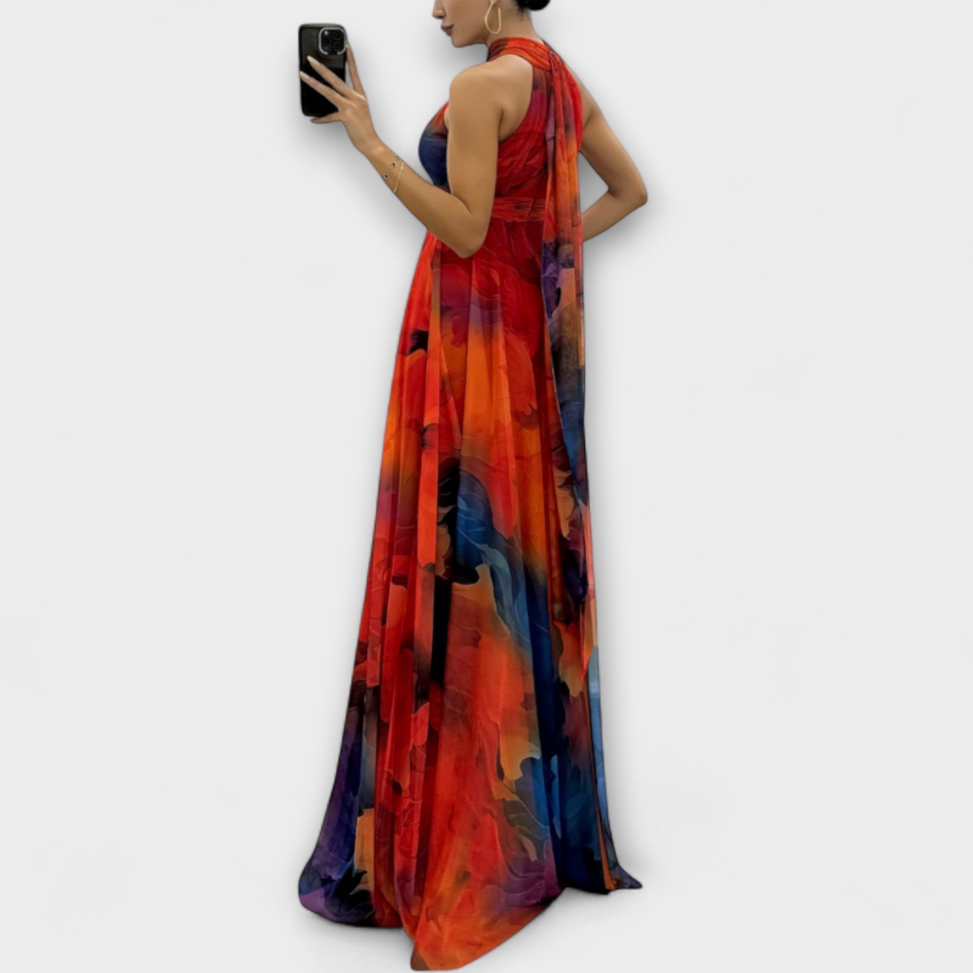 Isalie – Floral Pattern Chiffon Maxi Dress